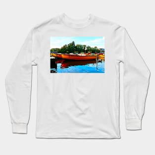 Vibrant orange boats at Windsor riverside uk Long Sleeve T-Shirt